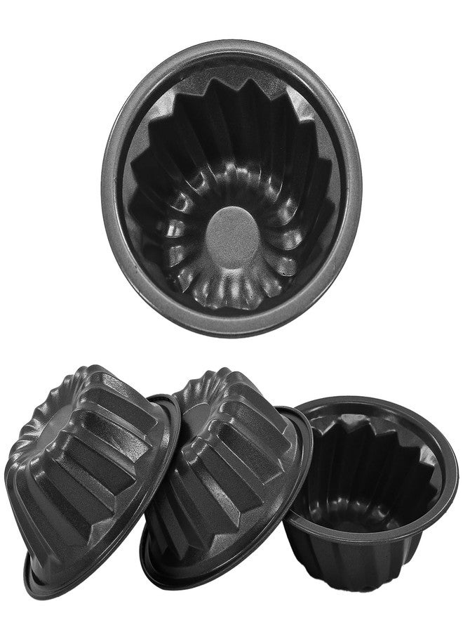 braxan 4 Inch Nonstick Mini Bundt Cake Pan Set, Carbon Steel Fluted Baking Molds for Cupcake, Muffin, Brownie, Pudding - Black (4 - Piece) - Image 1