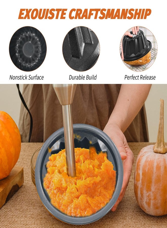 braxan 4 Inch Nonstick Mini Bundt Cake Pan Set, Carbon Steel Fluted Baking Molds for Cupcake, Muffin, Brownie, Pudding - Black (4 - Piece) - Image 5