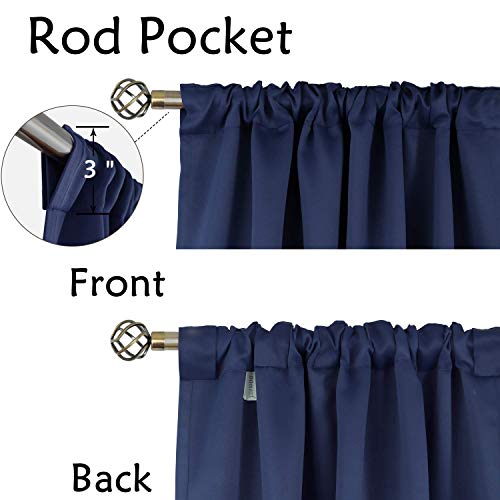 BGment Navy Blue Curtains 84 inches Length - Rod Pocket and Back Tab Thermal Insulated Blackout Curtains for Living Room, 42 x 84 Inch, 2 Curtain Panels - Image 3