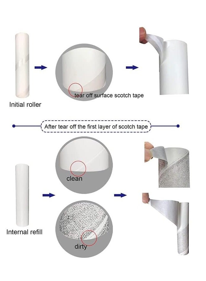 Lint roller Refill Tearable tape, 12 Pcs dust roller Refill 720-Page Sticky Fluff Roller Supplement Paper Core Suitable for Pet Hair Dust Removal Lint Rollers Replacement Core - Image 4