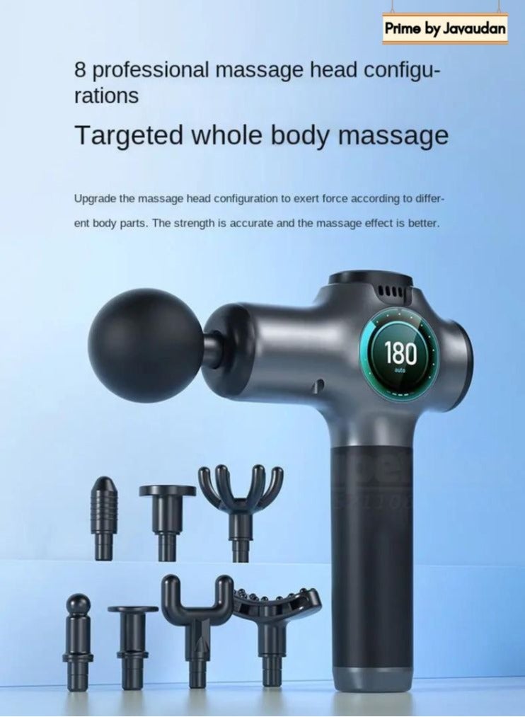 Prime by javaudan LCD Touch Screen Massage Gun 99 Gears Body Deep Tissue Percussion Handheld Back Leg Muscle Massager With 8 Massage Heads Portable Fascia Gun Neck Muscle Vibration Therapy Relaxation - Image 2