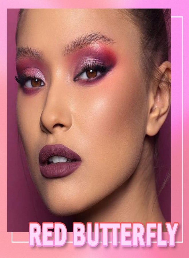 AMY'S DIARY Matte Shimmer Light Deep Pink Eye Shadow Palette Makeup,Eyeshadow Long Lasting Waterproof Cruelty-Free , 9 Blendable Shades in Smooth Finishes with Gorgeous Pearls for Girls (red buttery fly) - Image 2