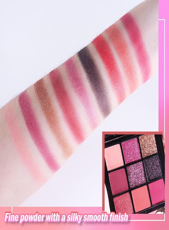 AMY'S DIARY Matte Shimmer Light Deep Pink Eye Shadow Palette Makeup,Eyeshadow Long Lasting Waterproof Cruelty-Free , 9 Blendable Shades in Smooth Finishes with Gorgeous Pearls for Girls (red buttery fly) - Image 5