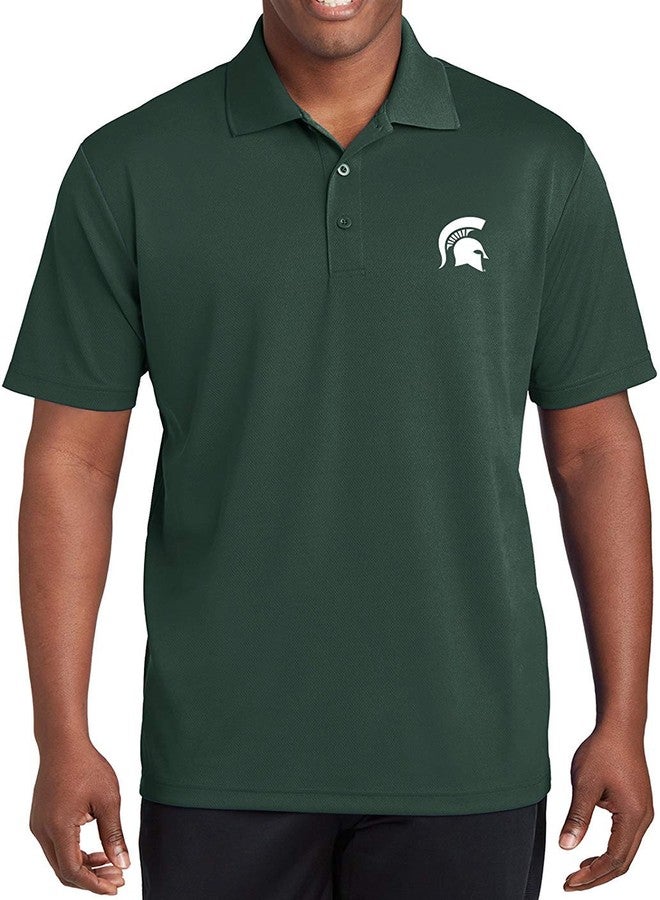 ملابس الحرم الجامعي UGP قميص بولو رجالي كبير الحجم من UGP Campus Apparel AP07 - شعار فريق ميشيغان ستيت سبارتانز الأساسي، لون أخضر غامق، على الجانب الأيسر من الصدر - Image 2