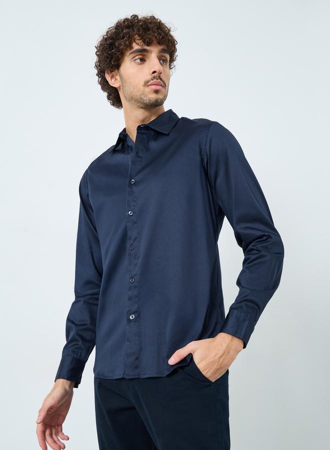 Styli Satin Slim Fit Tailored Long Sleeve Shirt - Image 1