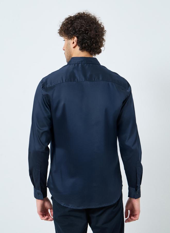 Styli Satin Slim Fit Tailored Long Sleeve Shirt - Image 4