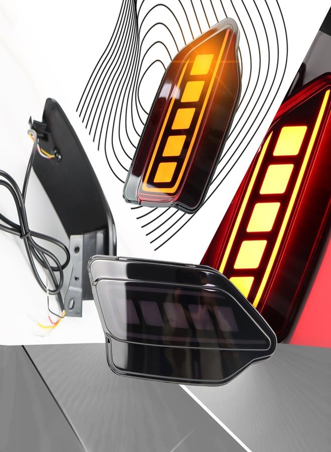 PGTOPONE Upgrade LED Rear Bumper Reflectors Light Fog Brake Tail Lamps Compatible with Toyota RAV4 2013 2014 2015 Replace OEM Stock Reflector Sequential Turn Signal Light (Smoked) - Image 4