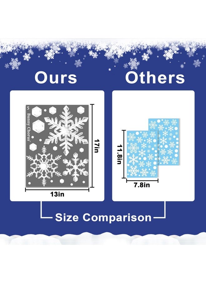 Ivenf Christmas Decorations Indoor, 8 Sheets Extra Large Snowflakes Window Clings For Glass Windows, Realistic White Crystal Snowflakes Christmas Decor For Home Office, Xmas Holiday Party Supplies  - Image 3