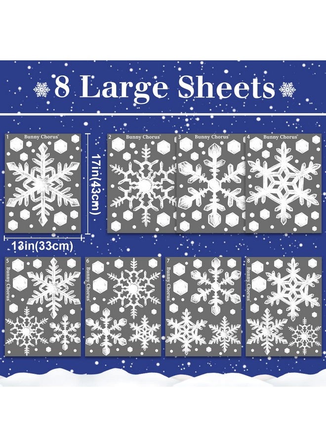 Ivenf Christmas Decorations Indoor, 8 Sheets Extra Large Snowflakes Window Clings For Glass Windows, Realistic White Crystal Snowflakes Christmas Decor For Home Office, Xmas Holiday Party Supplies  - Image 2