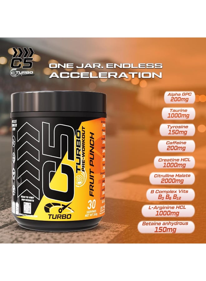 C5 TURBO Pre-Workout Powder – High-Performance Pump & Focus Formula with Citrulline Malate, Beta Alanine, L-Arginine AKG, Taurine & B-Vitamins – 30 Servings - 360g, (Mango Passion Fruit falvour) - Image 3