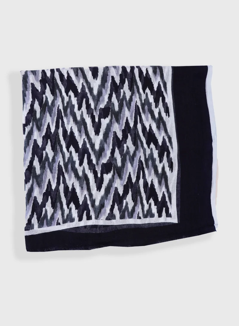 AMICA Woven Abstract Printed Hijab Long Head Scarf for Women-Blue