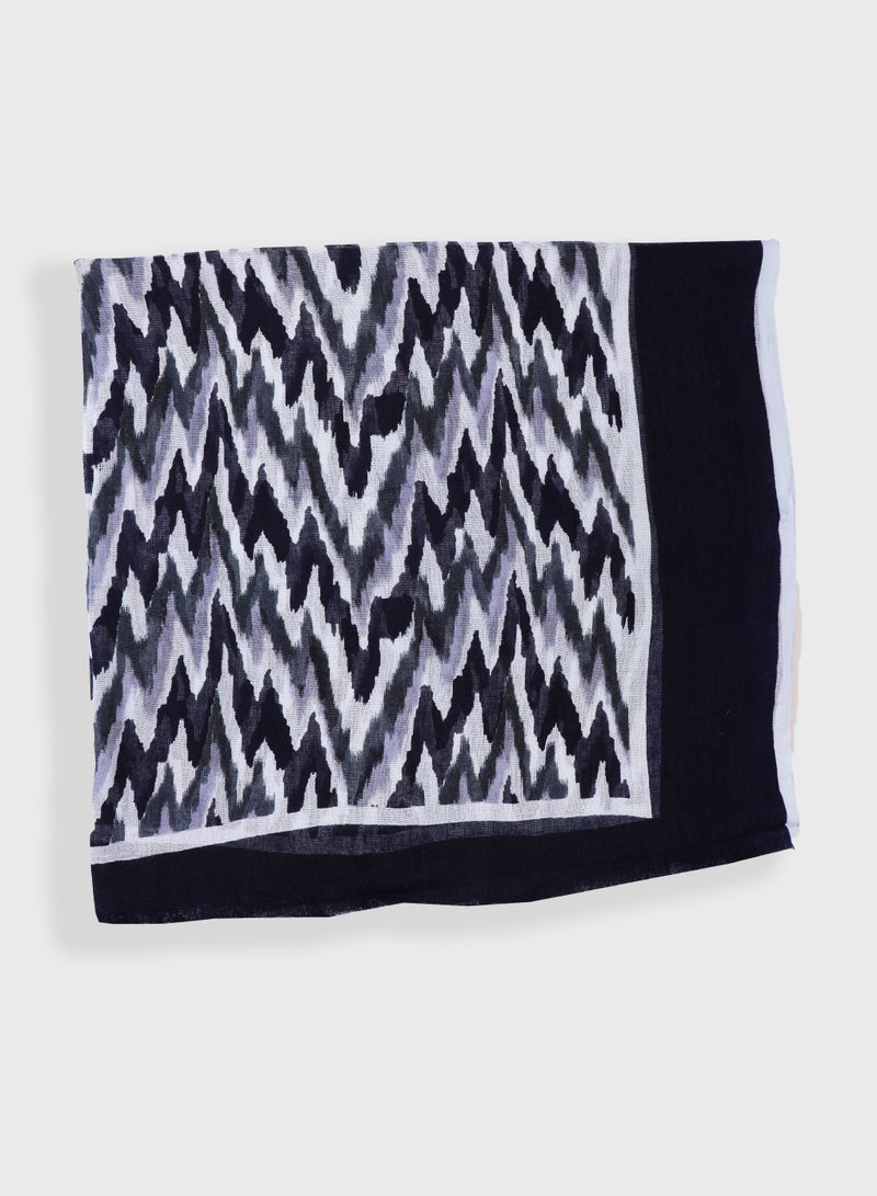 AMICA Woven Abstract Printed Hijab Long Head Scarf for Women-Blue - Image 3