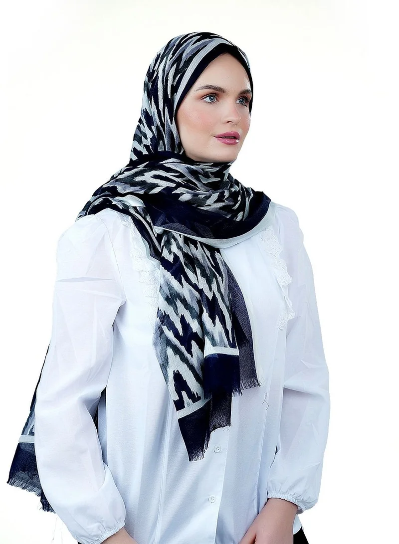 AMICA Woven Abstract Printed Hijab Long Head Scarf for Women-Blue