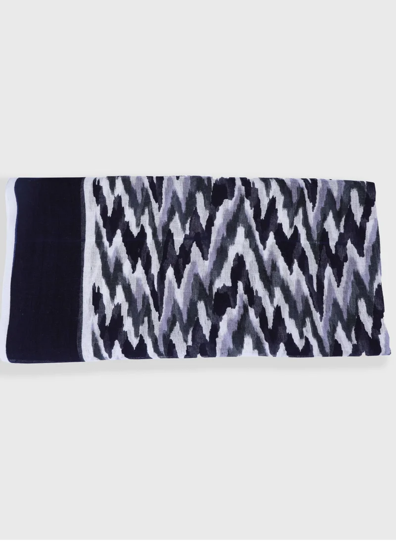 AMICA Woven Abstract Printed Hijab Long Head Scarf for Women-Blue