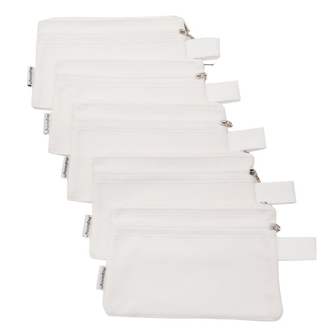 100 COTTON 16OZ CANVAS ZIPPER MAKEUP POUCH COIN PURSE CELLPHONE PURSE PENPENCIL CASE 5PACK