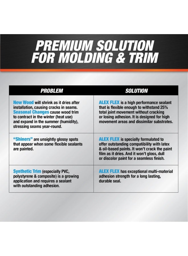Dap Alex Flex White Premium Molding & Trim Siliconized Sealant Exterior Interior 300 ML - Image 5