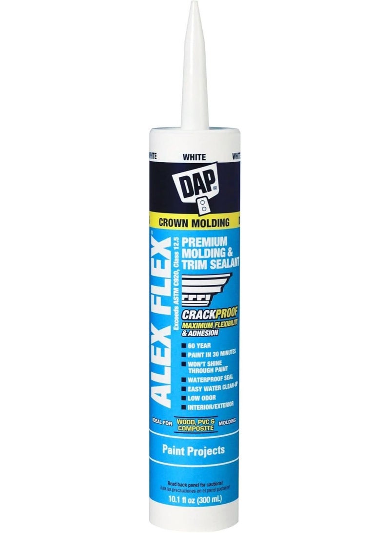 Dap Alex Flex White Premium Molding & Trim Siliconized Sealant Exterior Interior 300 ML - Image 1