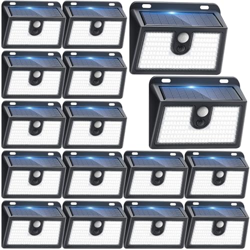 CLAONER 16 Packs Solar Motion Sensor Outdoor Lights Super Bright Solar Lights Outdoor Waterproof 3 Lighting Modes Security Wall Light for Outside Walking Dog Fence Backyard Deck Garden Door Step Garage - Image 1