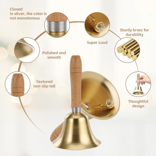 Flezoo Super Loud Hand Bell - Solid Brass Call Bell for Elderly at Home, Wedding, Animal Training, Office, Dinner, Meditation, Musical Teaching and Service(4.33inch) - Image 3