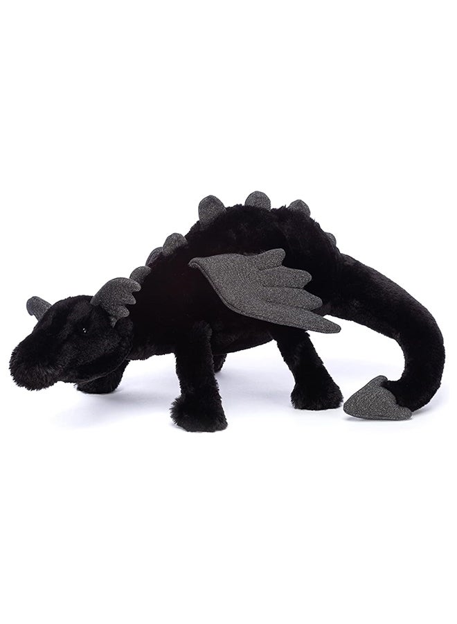 Jellycat Onyx Dragon Plush Toy – Soft Black Dragon with Grey Wings, Lying Fantasy Stuffed Animal for Kids, Gifts and Room Decor - Image 1