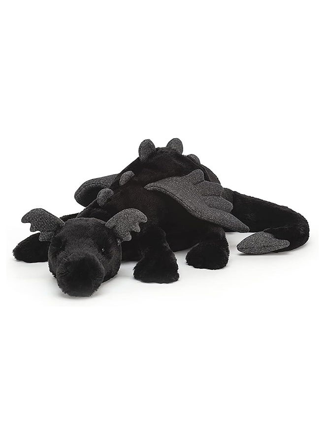 Jellycat Onyx Dragon Plush Toy – Soft Black Dragon with Grey Wings, Lying Fantasy Stuffed Animal for Kids, Gifts and Room Decor - Image 2