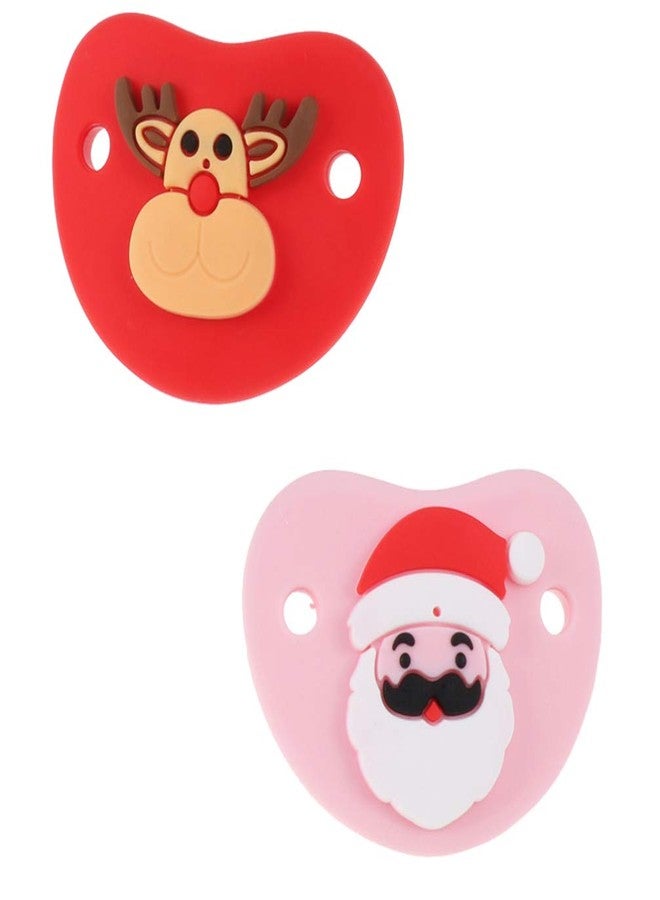 Amosfun 2pcs Funny Christmas Baby Pacifiers Reindeer Santa Baby Dummy Pacifier Prank Dummy Teether Nipple for Infant Xmas Holiday Party Favors - Image 4