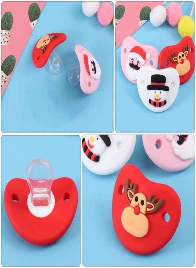 Amosfun 2pcs Funny Christmas Baby Pacifiers Reindeer Santa Baby Dummy Pacifier Prank Dummy Teether Nipple for Infant Xmas Holiday Party Favors - Image 3