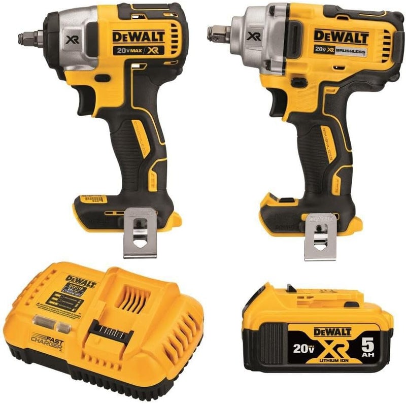DEWALT 20V MAX Impact Wrench Cordless 2Tool Combo Kit 12Inch MidRange and 38inch Compact with 5ah Battery and Charger DCK205P1 - Image 1