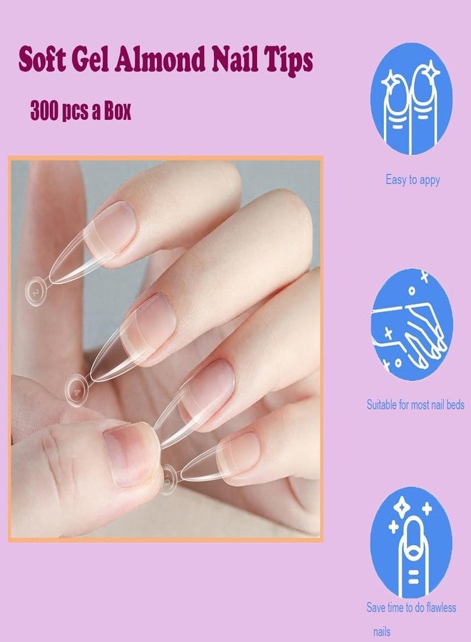 SWRITATSK Almond Nail Tips, 300PCS Short Fake Nails, Soft Gel Nail Tips Almond Shape Acrylic Nails for Valentines Day Gifts - 12 Sizes Press on Nail Kit - Image 4