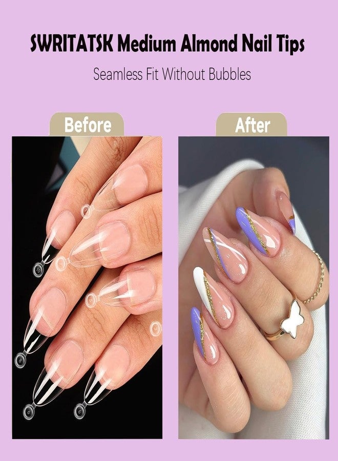 SWRITATSK Almond Nail Tips, 300PCS Short Fake Nails, Soft Gel Nail Tips Almond Shape Acrylic Nails for Valentines Day Gifts - 12 Sizes Press on Nail Kit - Image 5