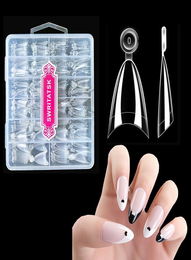 SWRITATSK Almond Nail Tips, 300PCS Short Fake Nails, Soft Gel Nail Tips Almond Shape Acrylic Nails for Valentines Day Gifts - 12 Sizes Press on Nail Kit - Image 1