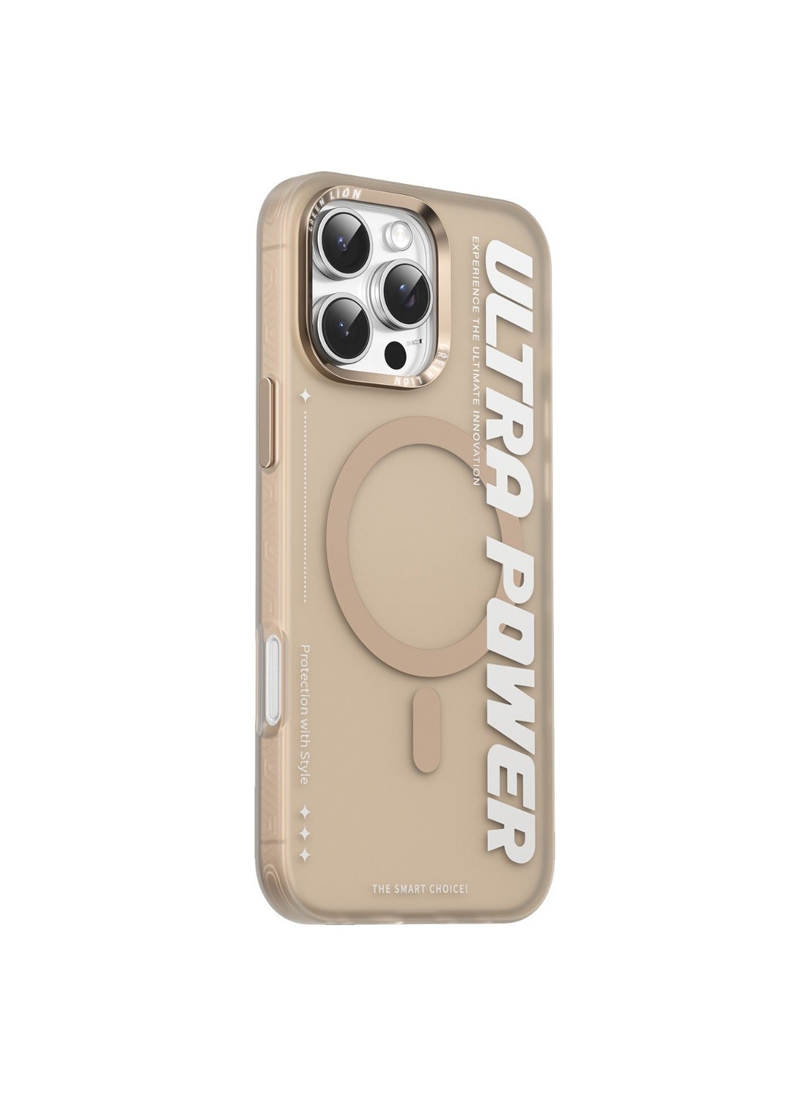 GREEN LION iPhone 16 Pro Ultra MagSafe Case / Protection with Style / Powerful Attraction / Creative Sport Style / Ultra-Shockproof / Anti-Scratch Edge / Anti-Fingerprint / Metal Buttons - Beige