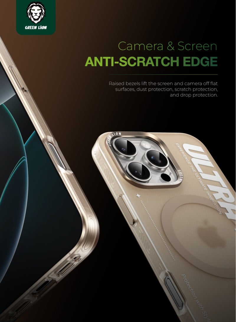 GREEN LION iPhone 16 Pro Ultra MagSafe Case / Protection with Style / Powerful Attraction / Creative Sport Style / Ultra-Shockproof / Anti-Scratch Edge / Anti-Fingerprint / Metal Buttons - Beige - Image 2