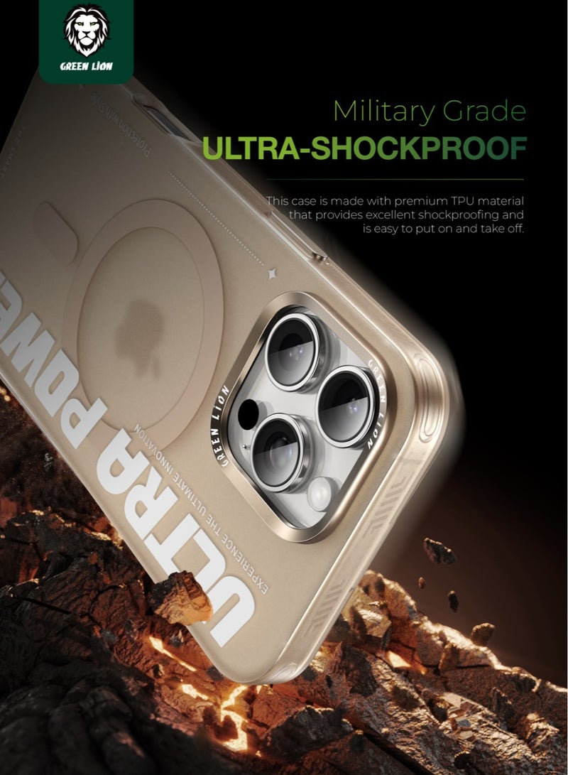 GREEN LION iPhone 16 Pro Ultra MagSafe Case / Protection with Style / Powerful Attraction / Creative Sport Style / Ultra-Shockproof / Anti-Scratch Edge / Anti-Fingerprint / Metal Buttons - Beige - Image 3