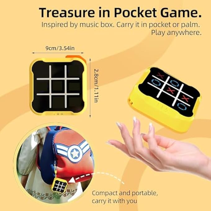 HANDHELD ELECTRIC PUZZLE GAME CONSOLE, SENSORY HANDHELD PUZZLE -TIC TAC TOE PORTABLE PUZZLE GAME CONSOLE - FINGERTIP AWAKENING PUZZLE, BOARD GAME FOR CAR TRAVEL ACTIVITIES, MEETING - Image 5