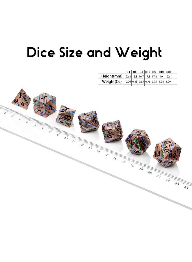 DNDND نرد معدني مخطط، نرد معدني لامع مخطط مع صندوق هدايا معدني للعبة الطاولة دنجونز و دراجونز (خطوط ملونة) - Image 5