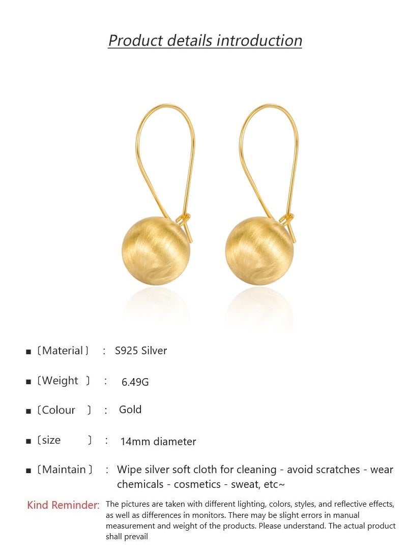 Y&D - 18K Gold Brushed Round Ball Earrings For Women - Image 1