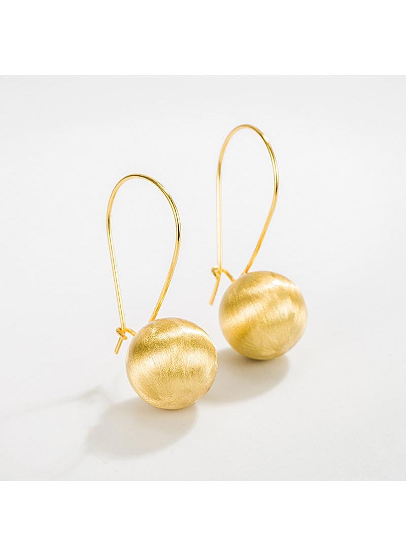 Y&D - 18K Gold Brushed Round Ball Earrings For Women - Image 1