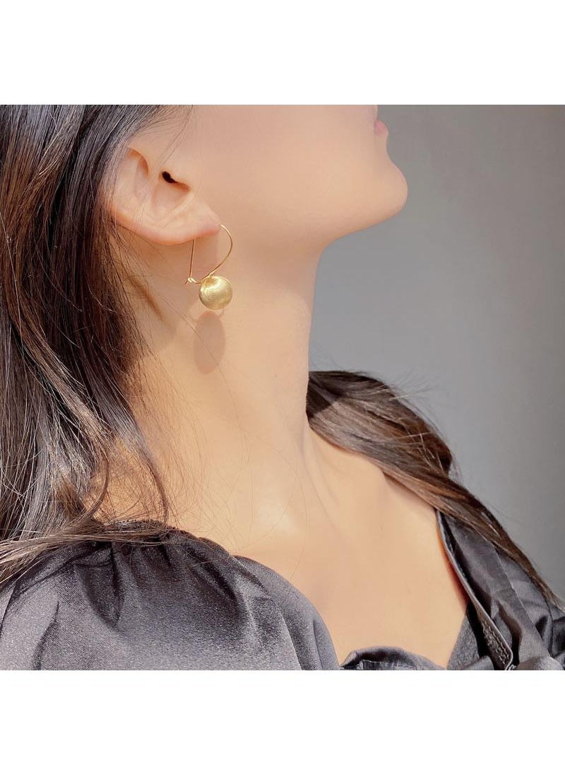 Y&D - 18K Gold Brushed Round Ball Earrings For Women - Image 1