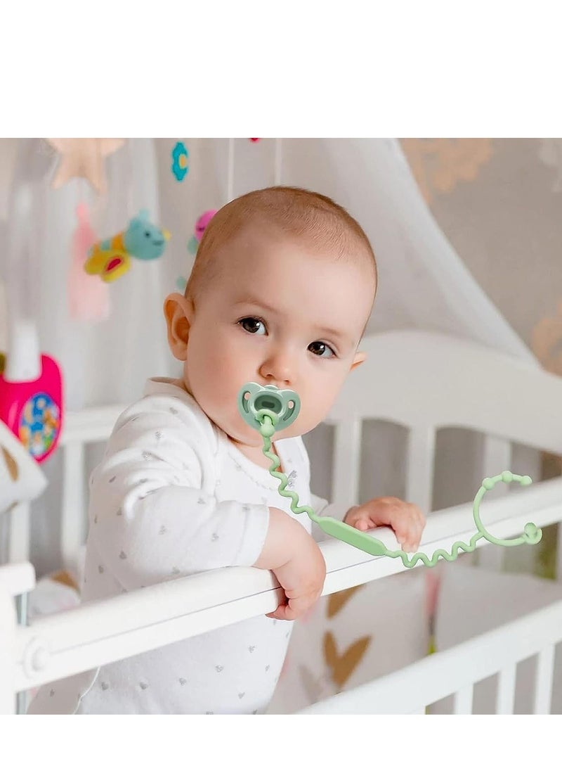 DMG TECH - 5PS Pacifier Chains, Toy Straps for Baby, Pacifier Holder Clip with self-Adjusting Bayonet, Pure Silicone Material Without BPA, Can be Used for teethers, Feeding Bottles, Toys, Baby Cribs, high Chairs - Image 1