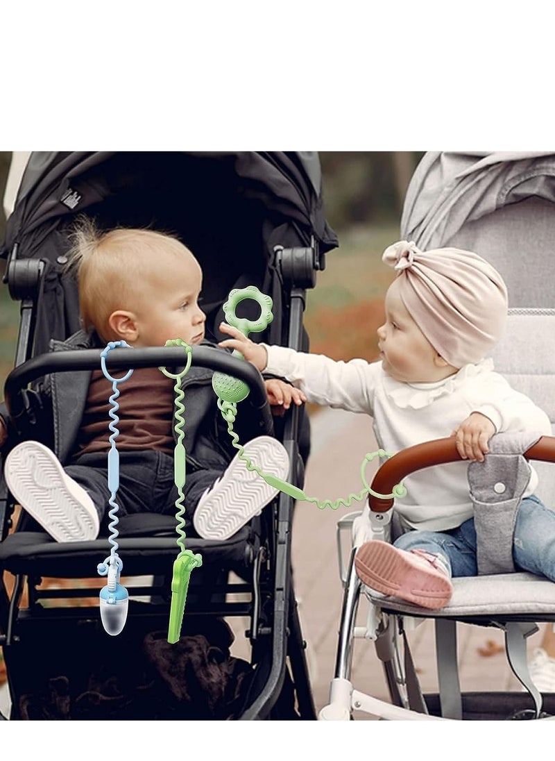 DMG TECH - 5PS Pacifier Chains, Toy Straps for Baby, Pacifier Holder Clip with self-Adjusting Bayonet, Pure Silicone Material Without BPA, Can be Used for teethers, Feeding Bottles, Toys, Baby Cribs, high Chairs - Image 1