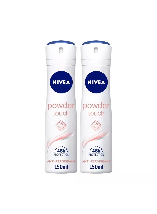 Nivea Powder Touch Quick Dry Anti-perspirant Spray with Velvety Feeling- 2X150ml