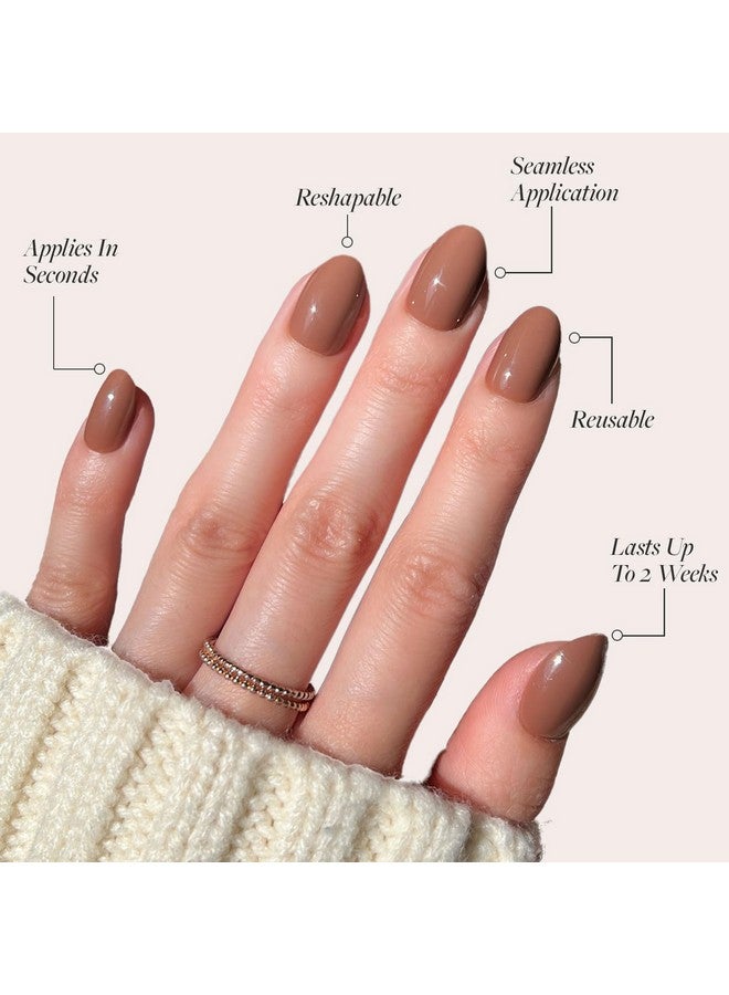 أظافر صناعية قصيرة بيضاوية الشكل بلون بني شوكولاتة | أظافر صناعية قصيرة بيضاوية الشكل بلون بني غامق باهت، قابلة لإعادة الاستخدام مع غراء | جودة الصالون | 15 مقاسًا - مجموعة أظافر مكونة من 30 قطعة