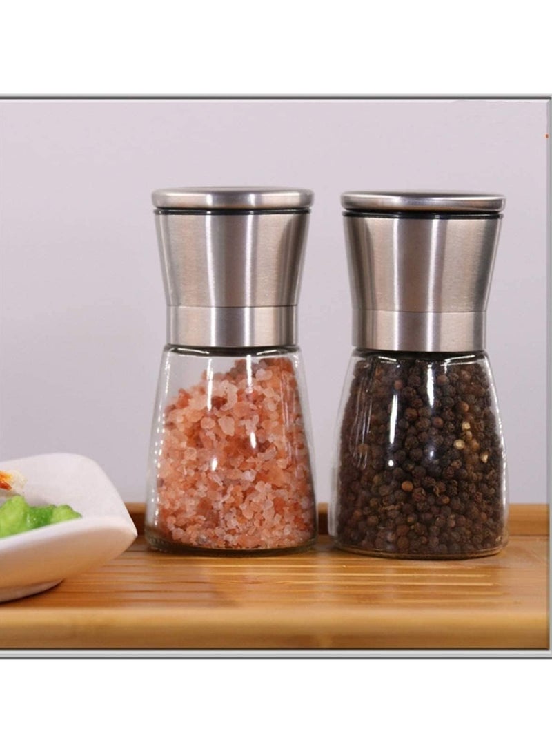 BLOOMING TIME Salt and Pepper Grinder Set ,Stainless Steel Adjustable Ceramic Grinder, Refillable Salt & Peppercorn Mills, 2-Pack Shakers for Sea Salt, Black Pepper, Chili - Image 2