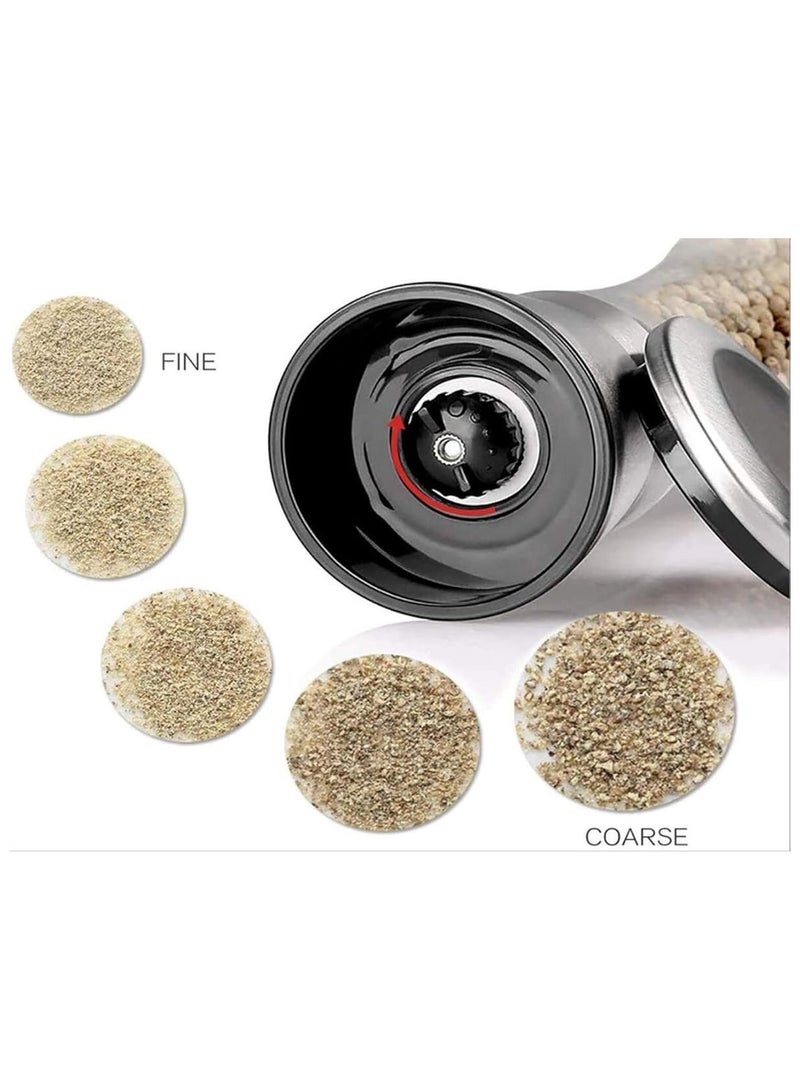 BLOOMING TIME Salt and Pepper Grinder Set ,Stainless Steel Adjustable Ceramic Grinder, Refillable Salt & Peppercorn Mills, 2-Pack Shakers for Sea Salt, Black Pepper, Chili - Image 5