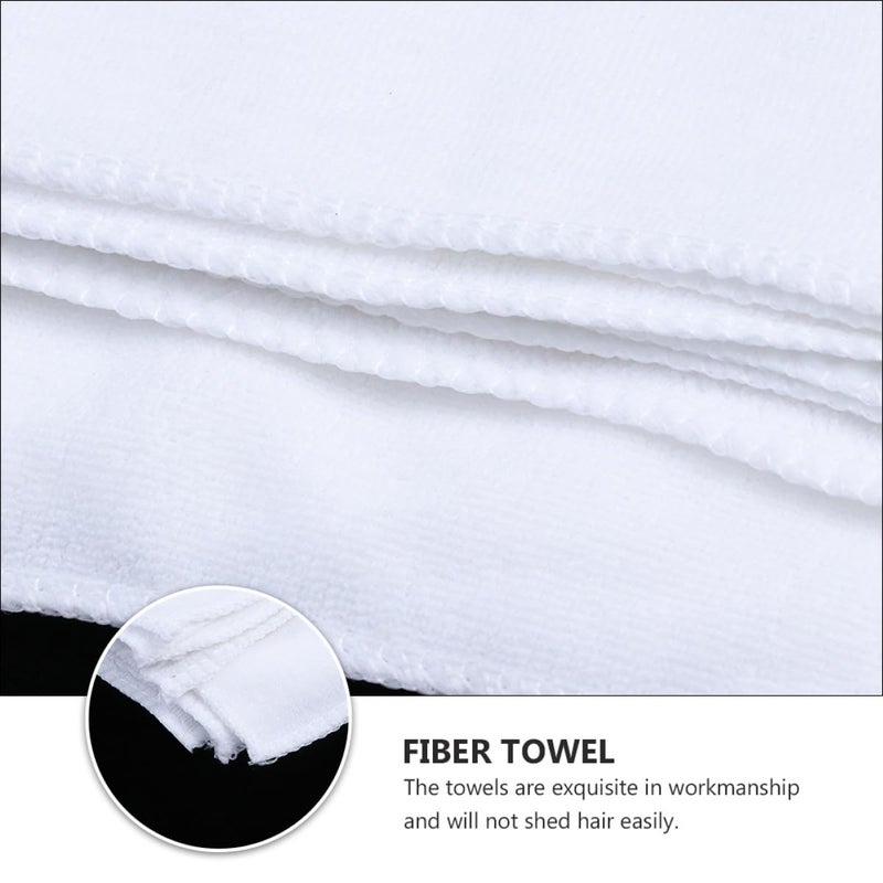 مناشف ميكروفايبر بيضاء 30x30 سم، عبوة من 10 قطع، مناشف وجه قابلة للتخلص منها للاستخدام في المنتجعات الصحية والفنادق والاستحمام - Image 4