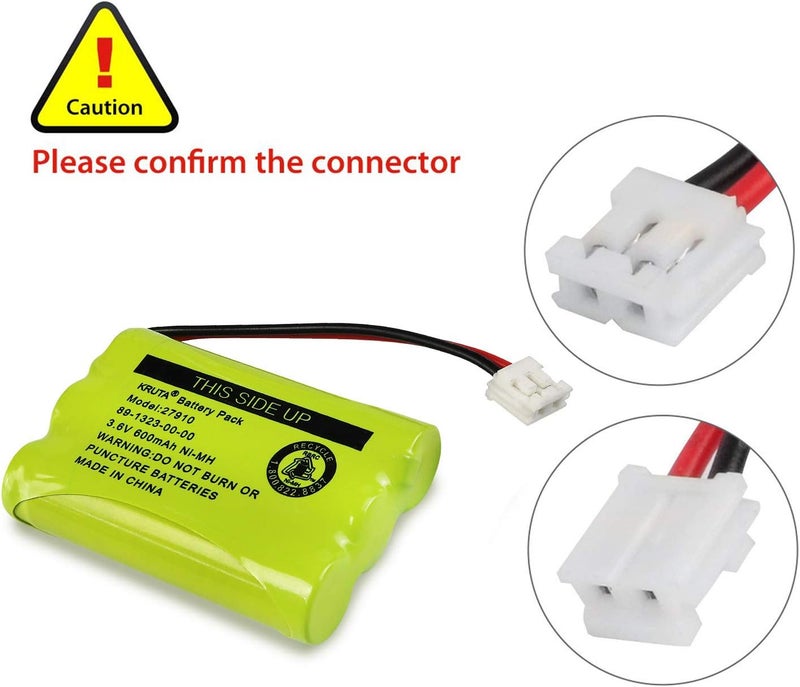 Kruta 27910 Cordless Telephone Battery Compatible with AT&T 89-1323-00-0 Motorola SD-7501 RadioShack 23-959 23-894 Ni-MH 3.6V(Pack 2) - Image 5