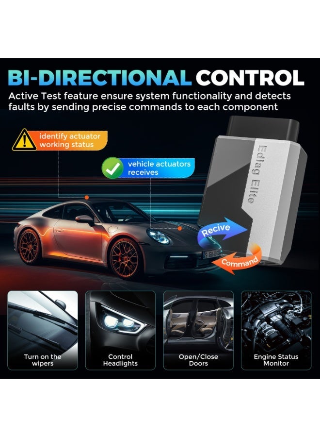 kingbolen Ediag Elite OBD2 Scanner Bluetooth, Bi-Directional Control Scanner All System Diagnostic Tool for iOS & Android, 15+ Hot Reset, CANFD Protocol, FCA AutoAuth, No Subscriptions Lifetime Update - Image 5