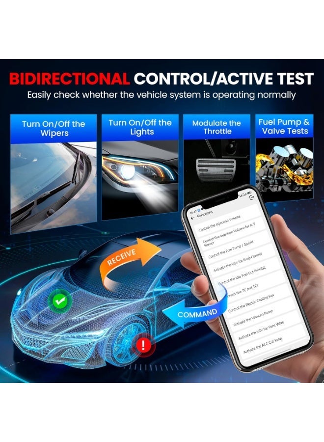 kingbolen Ediag Elite OBD2 Scanner Bluetooth, Bi-Directional Control Scanner All System Diagnostic Tool for iOS & Android, 15+ Hot Reset, CANFD Protocol, FCA AutoAuth, No Subscriptions Lifetime Update - Image 4