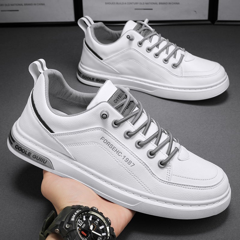 Mens Four Seasons Breathable Sneakers Casual Shoes Fashion Sports Shoes White Shoes Korean Leather Shoes Special Offer Mens Shoes White 